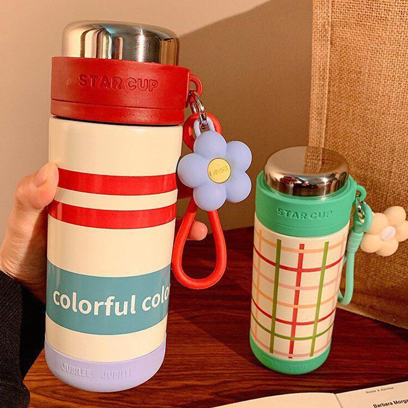 316 Stainless Steel Thermos Mug For Children And Girls With High Value Rope Lift, Portable Delicate And Cute Vacuum Tea Cup