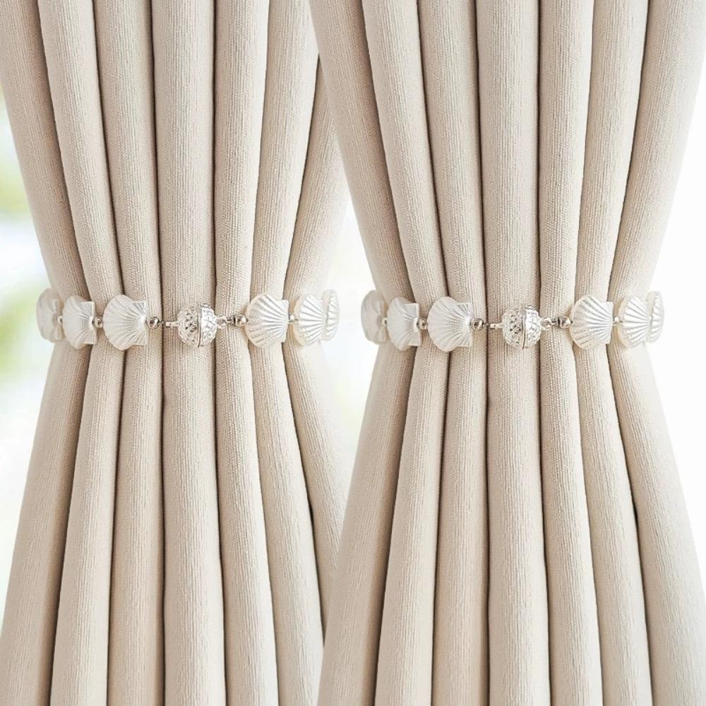 2Pcs Rose Flower Shape Curtain Tieback Shell Shape Magnetic Buckle Window Curtain Buckles Gold Silver Curtain Rope Holders