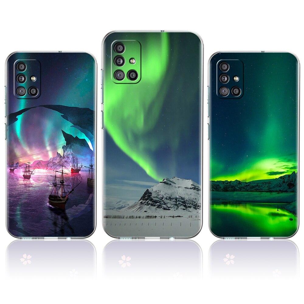 Etui na telefon Aurora Borealis dla Samsung Galaxy A51 A71 A21S A12 A11 A31 A41 A52 A32 5G A72 A01 A02S Miękkie silikonowe przezroczyste etui