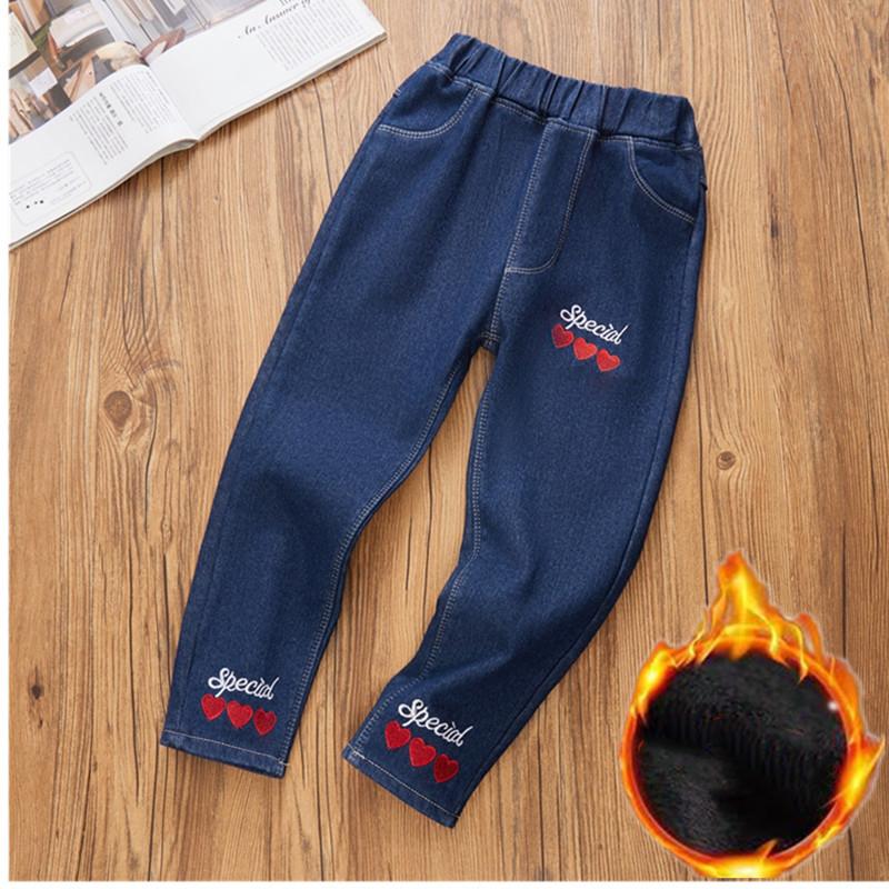 Winter Teenage Pants Girls Fleece Children Jeans Kids Denim Trousers Girls Clothing