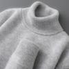 Men's High-Neck 100% Pure Wool Sweater - Thick, Casual, and Loose Fit for Autumn and Winter