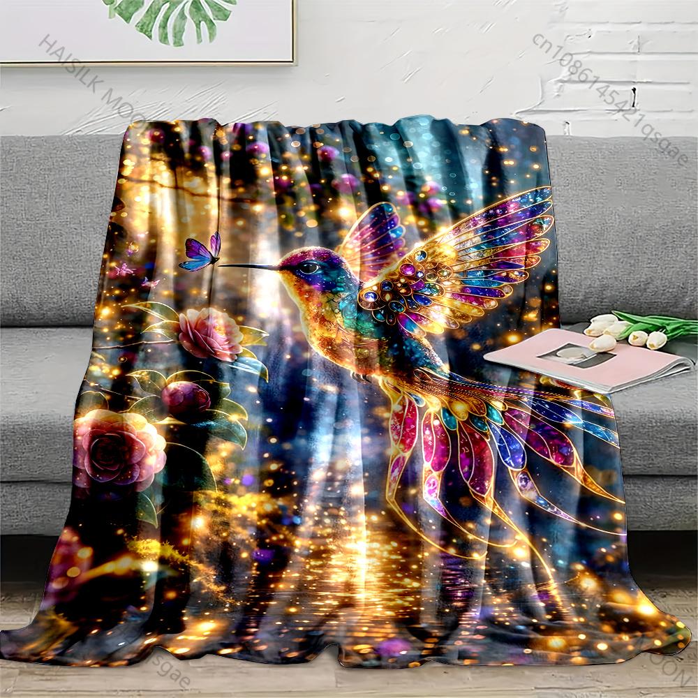

Multiple sizes Colorful hummingbird with butterfly Blanket Suitable for Home Bedroom Sofa Travel Camping Blanket Various Sizes 75x90cm