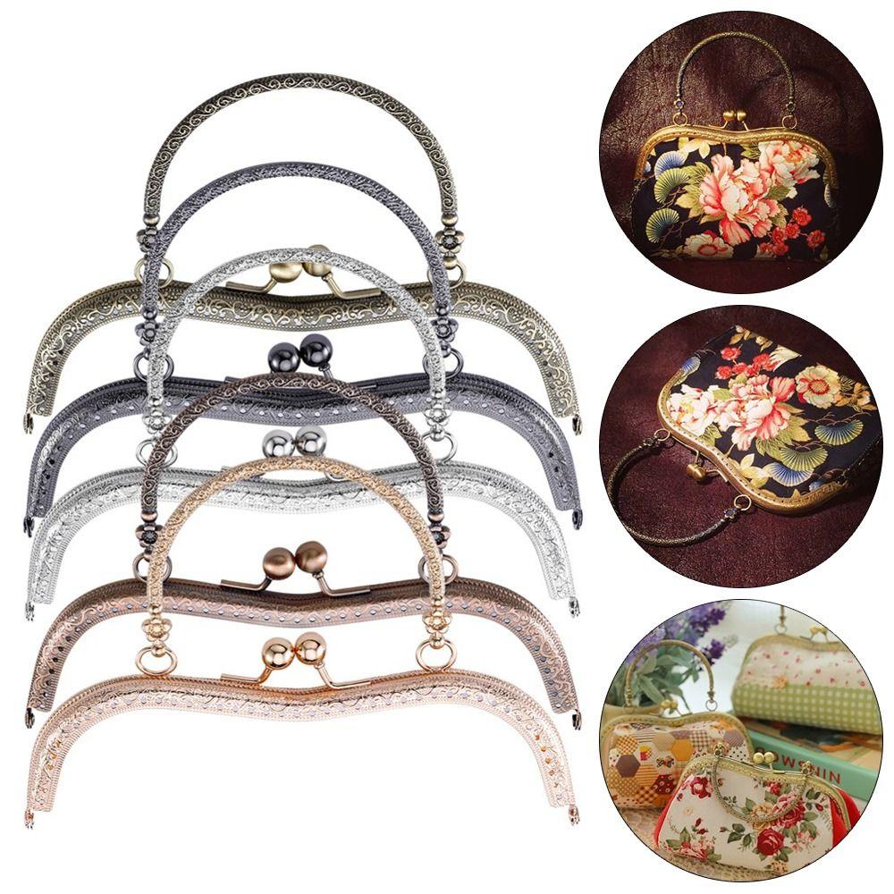 Vintage rám peněženky Kiss spona Kovový rám peněženky Mini bag spony s rukojetí Příslušenství k tašce