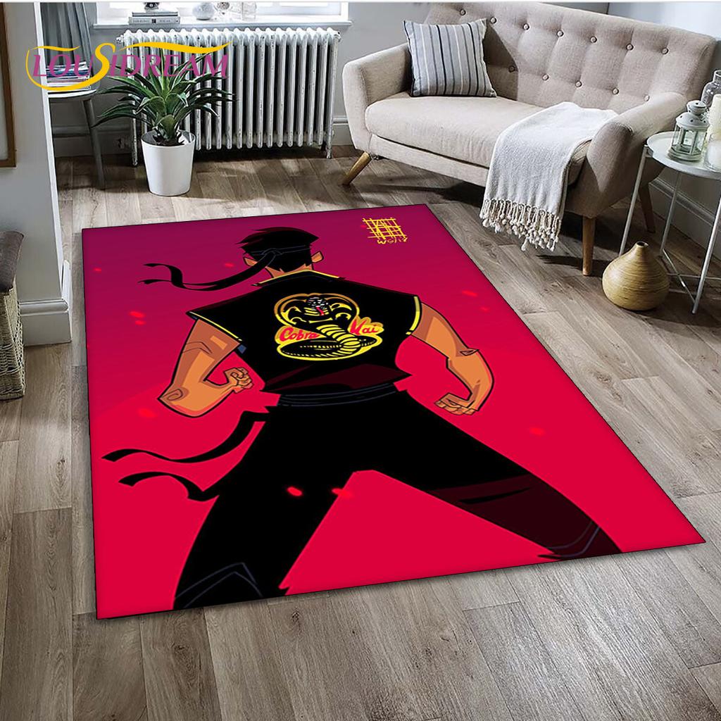 Dywan TV Karate Cobra Kai Amanda Duży, Dywan do Salonu Sypialni Sofa Mata pod Drzwi Dekoracja, Mata Podłogowa Antypoślizgowa do Zabawy dla Dzieci