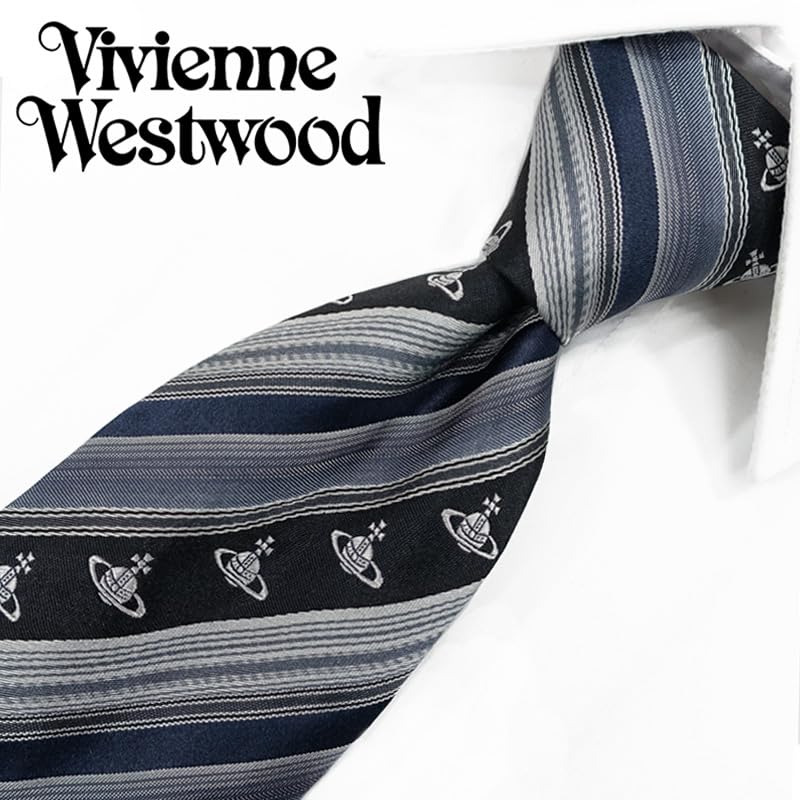 VIVIENNE WESTWOOD Tie VW26 (8,5 cm bred) Grå/Svart [Brukt]