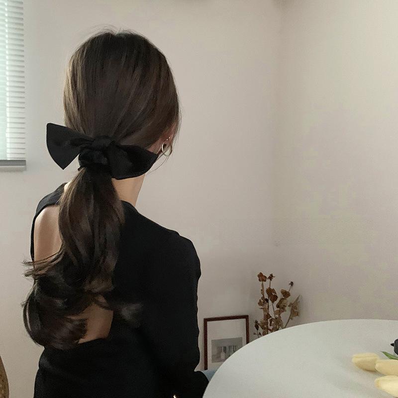 "Korean Satin Bow Headband - Elegant French-Inspired Hair Accessory"