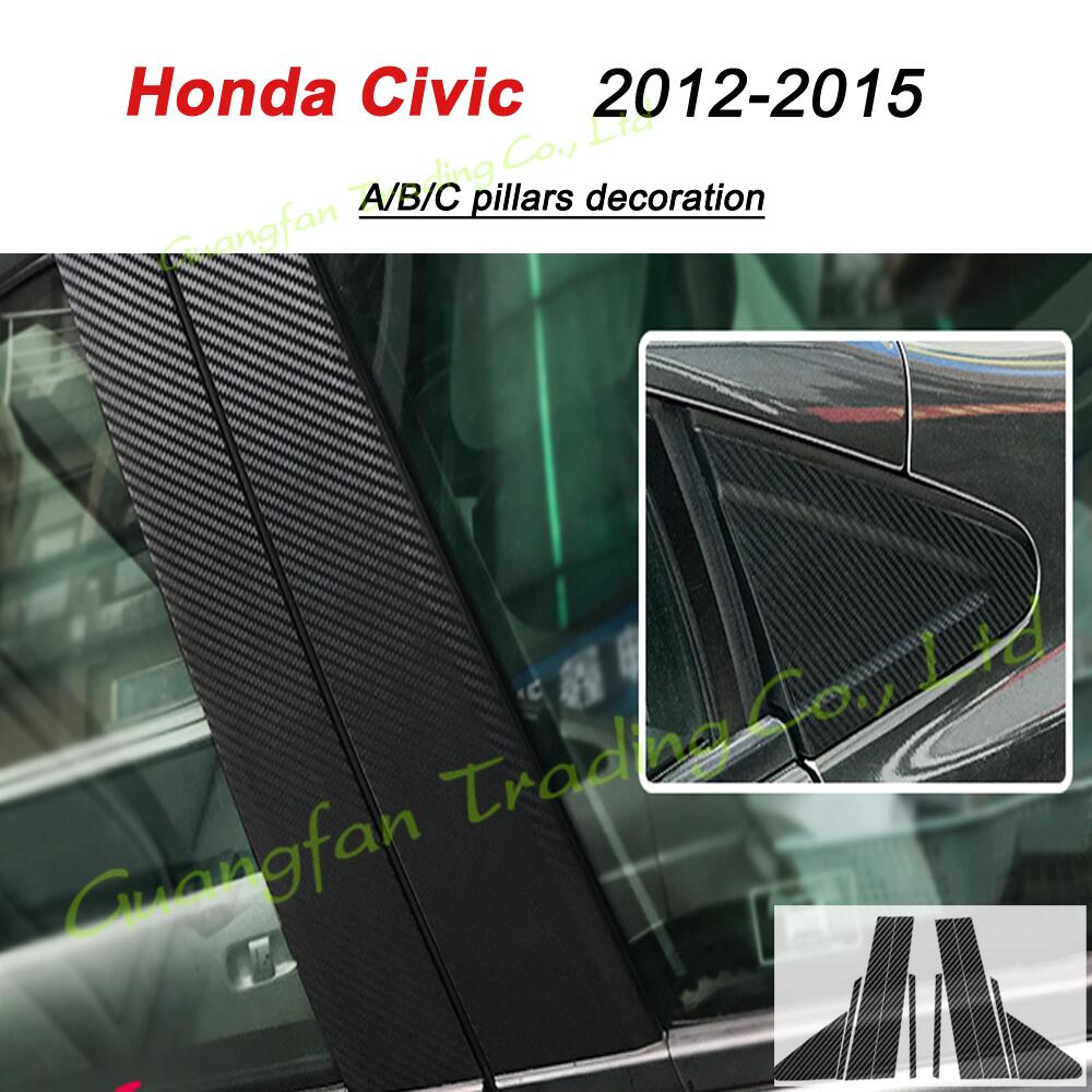3D/5D Carbon Fiber Car Interior Cover Console Color Sticker Decals Parts Accessories For Honda Civic 9th Gen 2012-2015 4 Doors