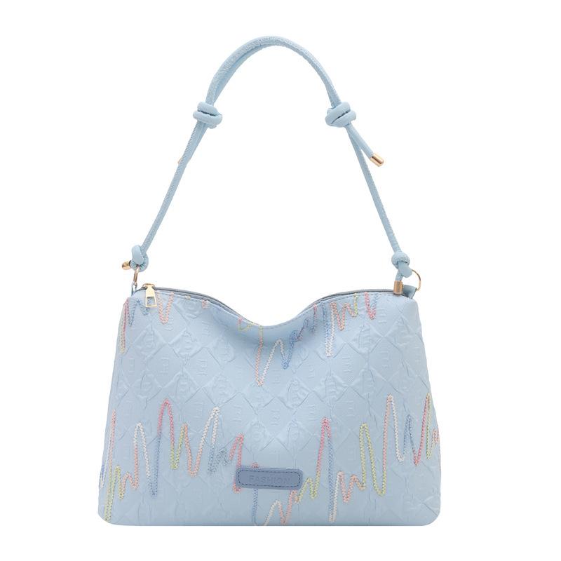 

Design sense bag women s new fashion striped bucket bag casual versatile underarm shoulder синій