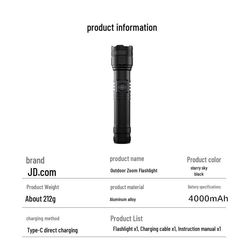 Jingdong JZSD-01 High-Power Zoom Flashlight