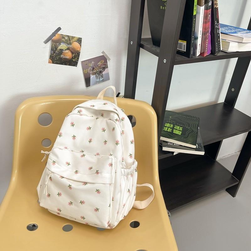Pattern Simple Flower Student Leisure Backpacks For School And Daily Use