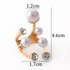 Übertriebener zweilagiger Perlenring Nischen-Design Unregelmäßig mit Diamanten besetzter offener Ring Modischer Schmuck für Damen Geschenk