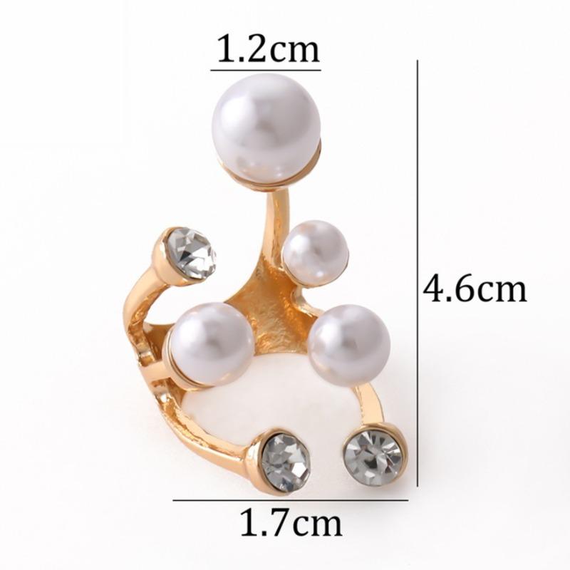 Übertriebener zweilagiger Perlenring Nischen-Design Unregelmäßig mit Diamanten besetzter offener Ring Modischer Schmuck für Damen Geschenk