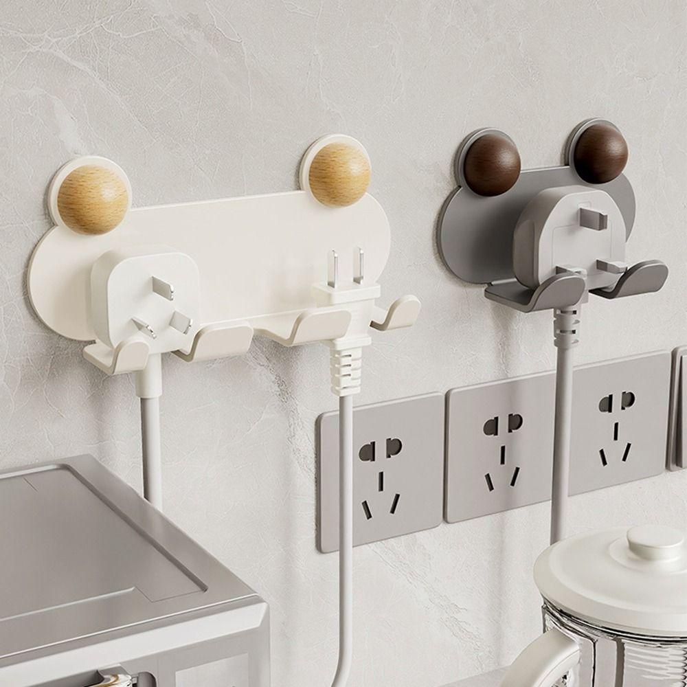 Punch-free Power Plug Socket Holder Cartoon Animals Wall Storage Hook Socket Storage Rack  for Home