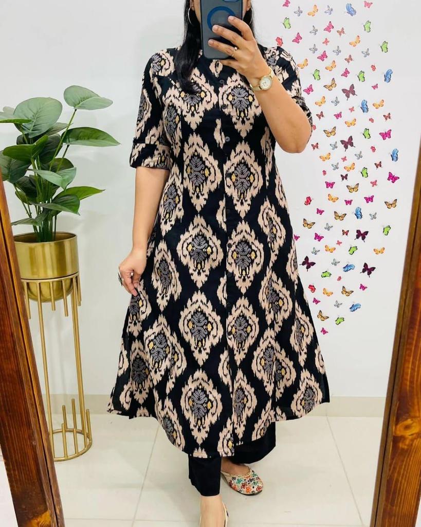 Women Designer A-line Kurta Pant Cord Set Indian Party Wear Designer Top Tunic Kurti Dress