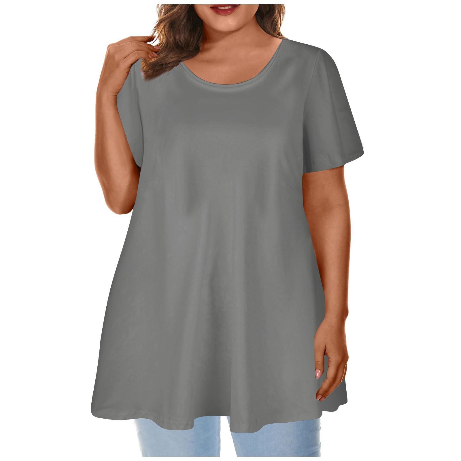 

Женская футболка свободного кроя с круглым вырезом и коротким рукавом XXXXXL серый