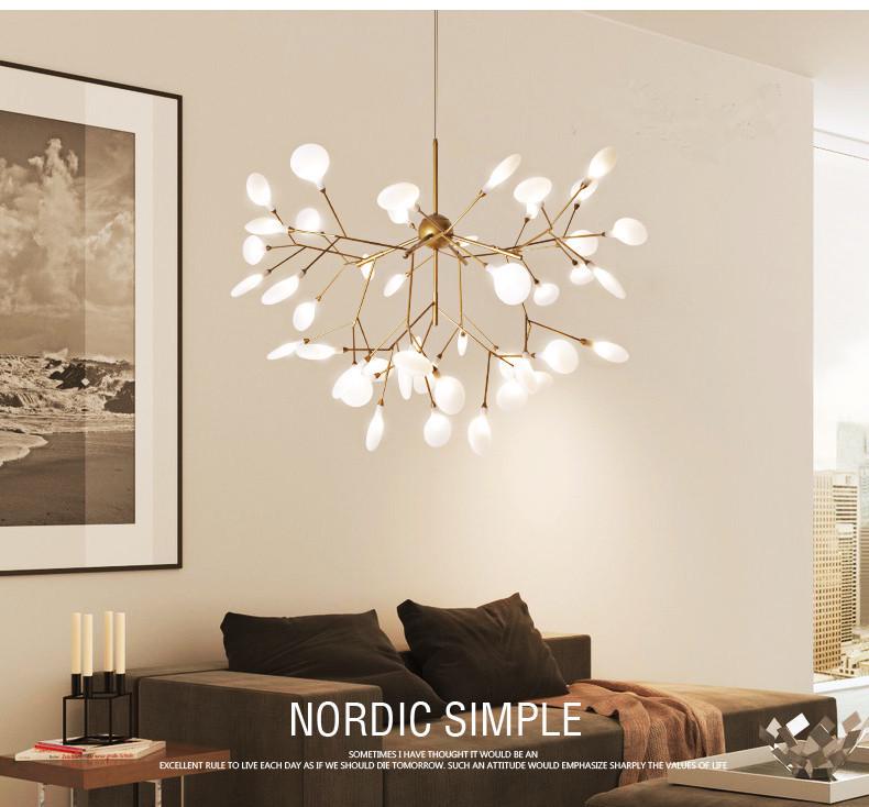 Firefly Branch Nordic Chandelier: Modern Minimalist Lighting for Living Rooms, Restaurants, and Bedrooms