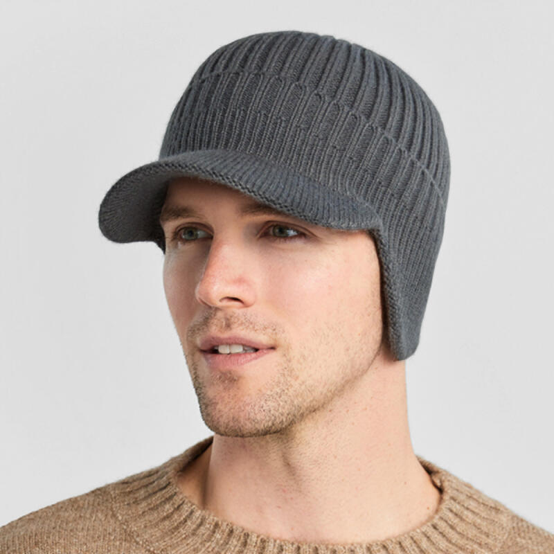Knit earflap cap (gray)