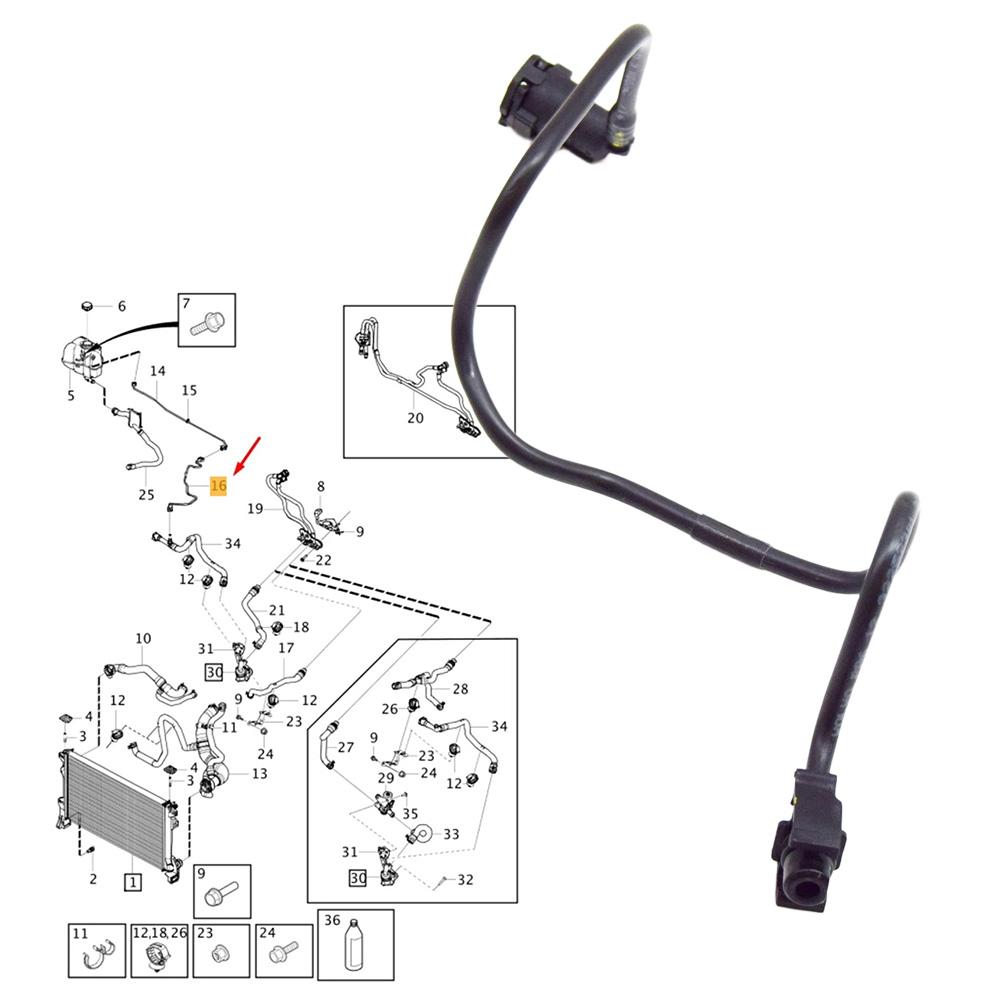 

Сумісний шланг для випуску повітря з розширювального бачка Для моделей Volvo XC90 XC60 2014 року і новіших Автомобільна система охолодження Заміна 32252301 China Mainland