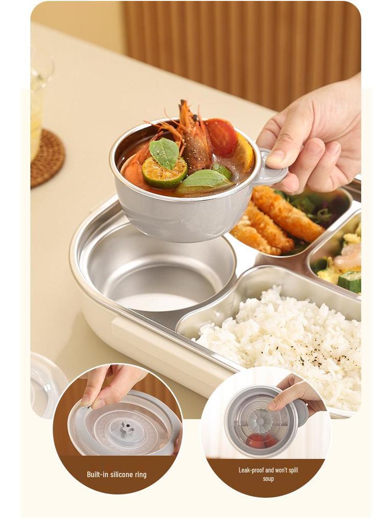 304 Stainless Steel Insulated Bento Lunch Box - Large Capacity, Food-Grade, Sealed Container for Students
