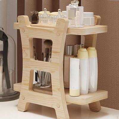 Wooden Tabletop Display Shelf Skincare Organizer 2 Tiers Decoration Perfume Holder Storage Rack for