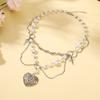 Multilayer Star Love Heart Pendant Necklace Women Imitation Pearl Chain Bridal Neck Jewelry Accessories