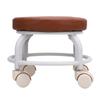 Low Rolling Stool 360 Degree Rotation Water Proof PU Round Mini Low Roller Seat for Home Office