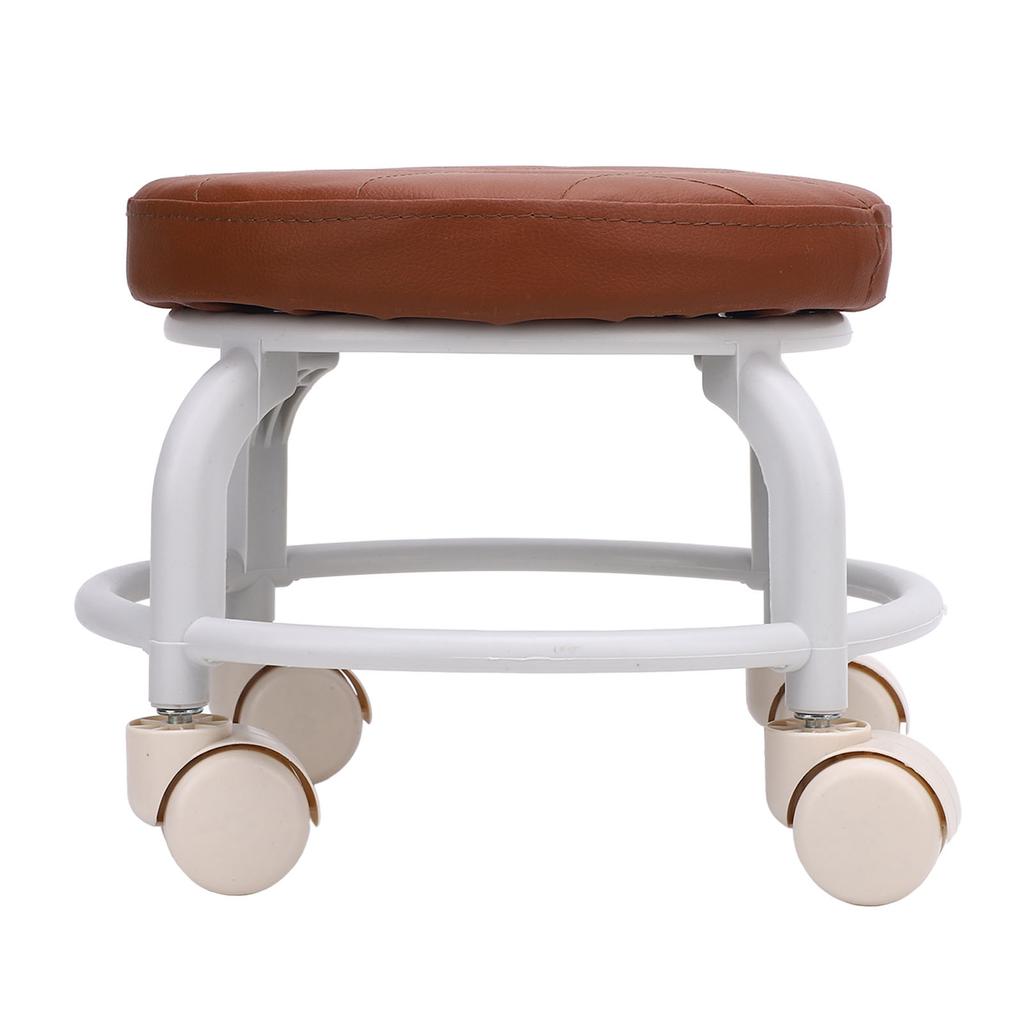 Low Rolling Stool 360 Degree Rotation Water Proof PU Round Mini Low Roller Seat for Home Office
