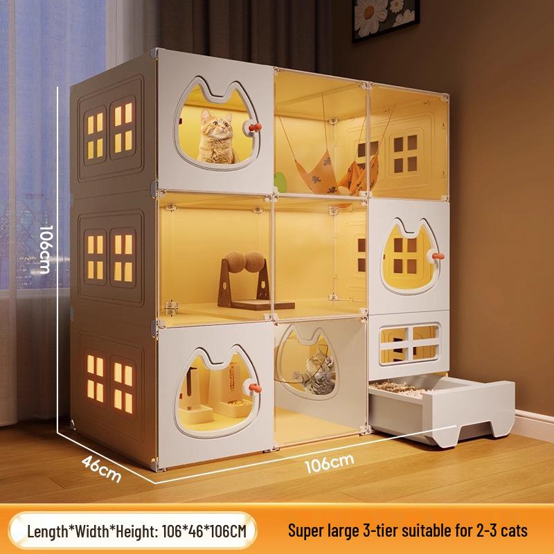 Luxury Indoor Multi-Layer Cat Villa with Integrated Litter Box