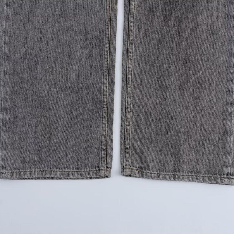 Kaslead New Arrival Women's Clothing Fashion Style Minimalist Retro Washed Mid Waist Wide Leg Denim 0503693