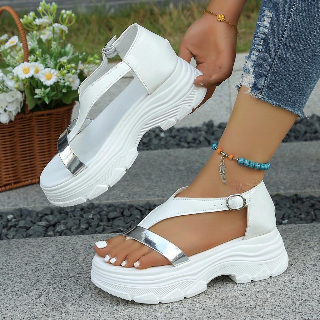 Sandal Women's 2024 Summer New Thick Sole Sports Roman Sandals Outdoor Casual Ladies Shoes White Flip Flops Sandalias Femininas