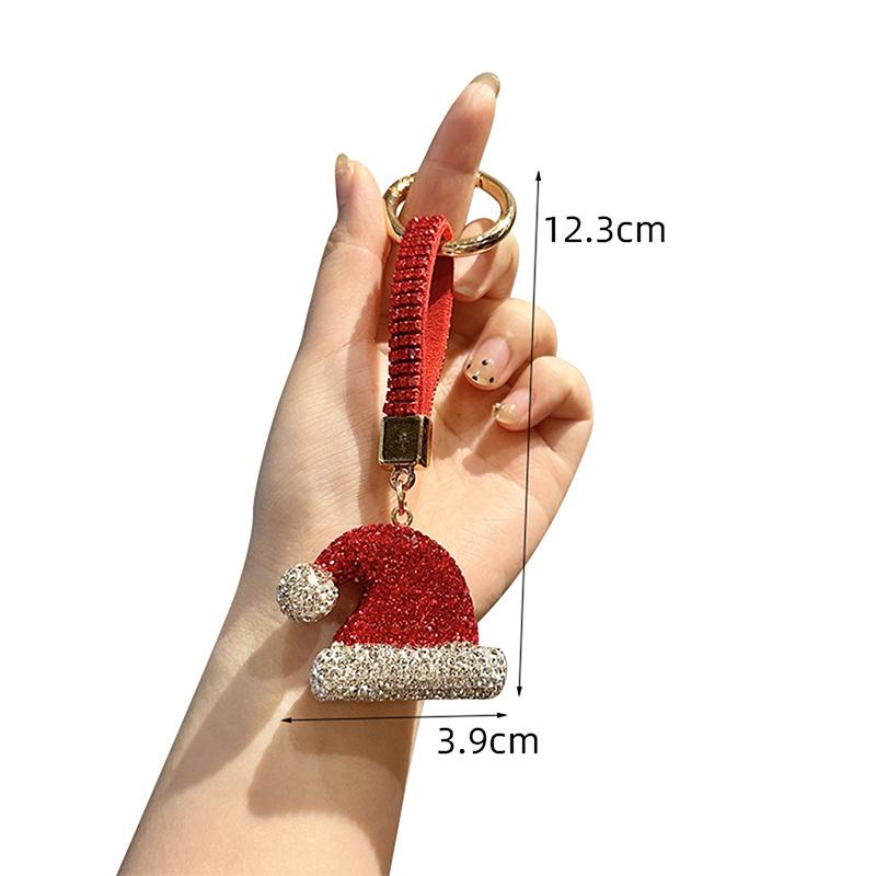 Cartoon Rhinestone Christmas Keychain For Women Girls Christmas Tree Keyring Bag Pendant Decoration Accessories