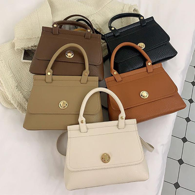 2024 Solid Color PU Trendy Personality Daily Commuting Small Bag Simple and Stylish Shoulder Bag Crossbody Bag Metal Buckle Women's Bag