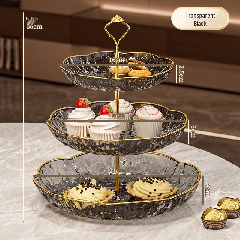 

WUHE 3-Tier Transparent Black Fruit Plate