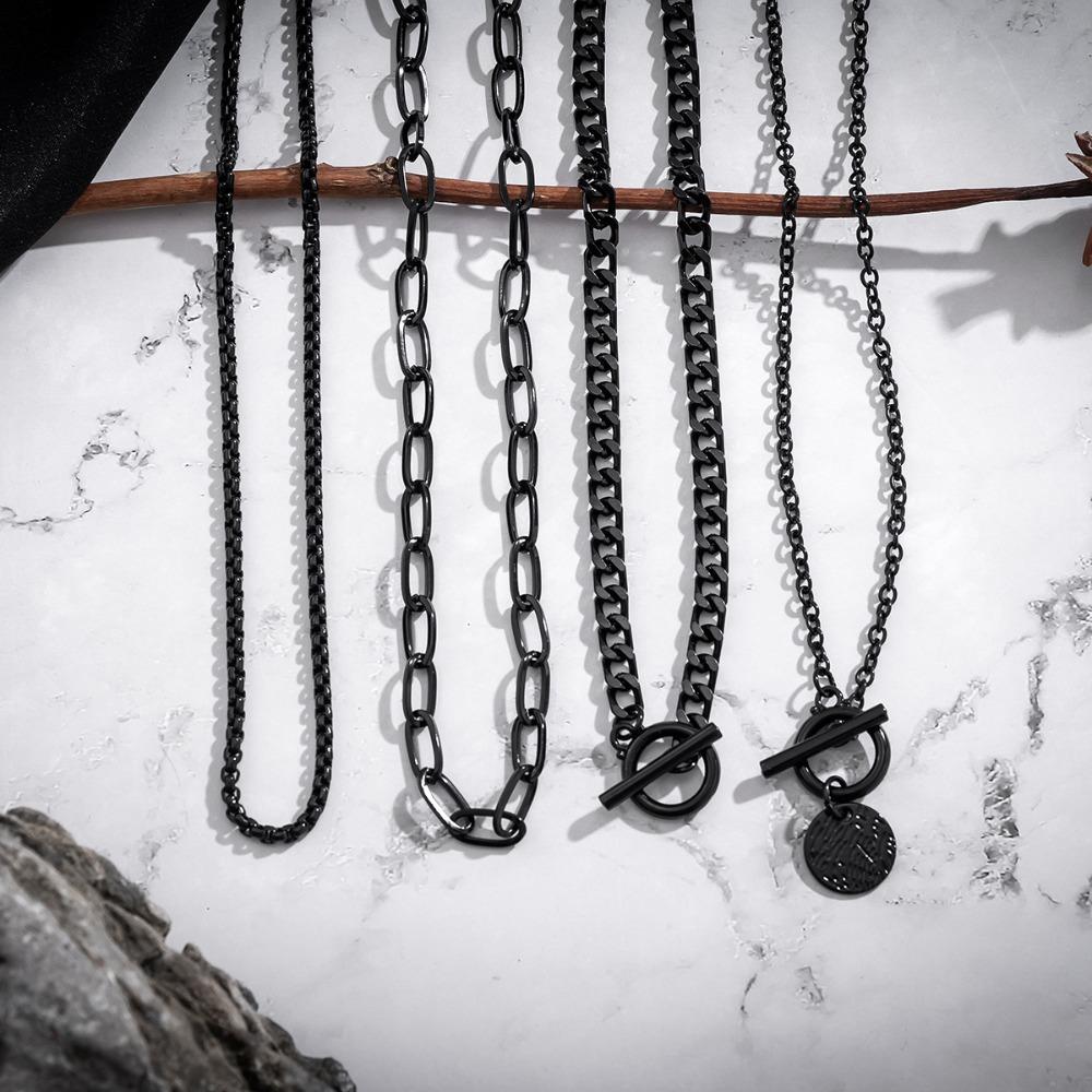 Punk Kall Vind Svart Kostymkrage Gotisk Mörk Het Cool Halskedja Set Nya 4-lagers Halsband Kvinnor