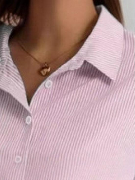 Plus Size Women's Striped Long Sleeve Lapel Shirt - Autumn/Winter Casual Loose Fit