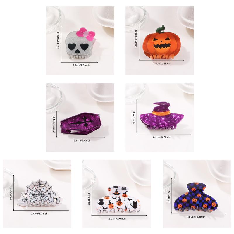 Headwear Funny Halloween Hair Claw Pvc Spider Pumpkin Themed Gripper Hat Shape Geometry Skeleton Shark Clip Women