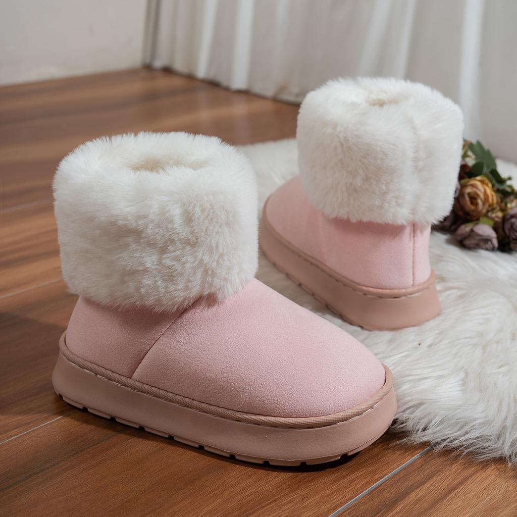Warm Furry Women Winter Boots Non Slip Thick Bottom Daily Wear Round Toe Street Outdoor Light Weight Short Plush Cotton Shoes