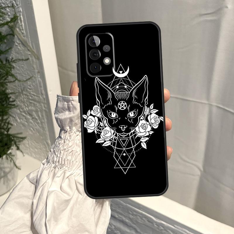 Måne Tarot Häxkatt Fodral För Samsung Galaxy A52S A06 A16 A26 A36 A56 A55 A35 A15 A53 A32 A33 A13 A14 A34 A54 A17