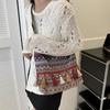 Tassel Fringe Shoulder Bag Woven Bag Bohemian Tote Bag Simple Ethnic Style Crossbody Bags  Women