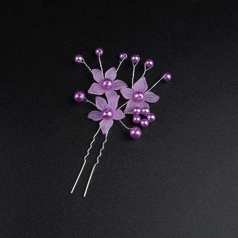 Korean Frosted Flower Pearl Hairpin & Comb Set for Brides