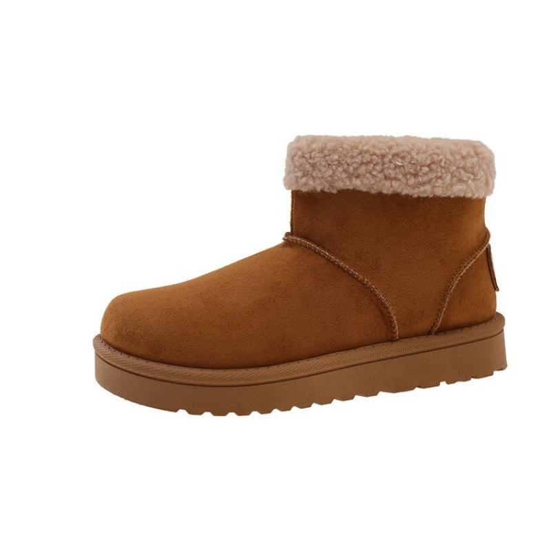 

Autumn and winter new large size low tube cotton shoes women s retro solid color cotton boots versatile thick-soled velvet snow boots 36 жёлтый