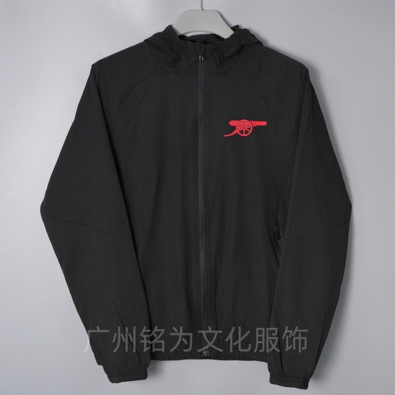 Men Women Hooded Windbreaker Jacket Soccer Training Coat Outdoor Sportswear Lightweight Breathable