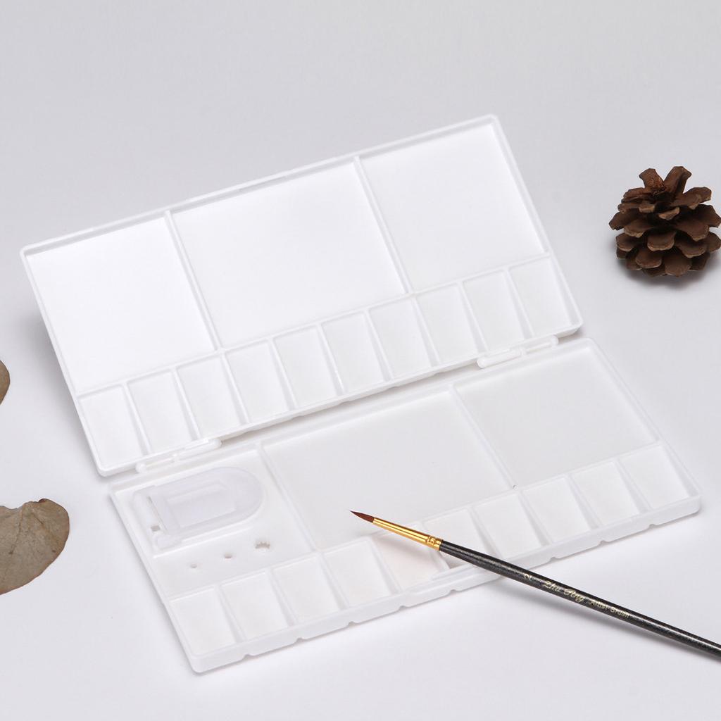 Fold Out Palette White Reversible Plastics Elongated Watercolor Palette for Painter Student