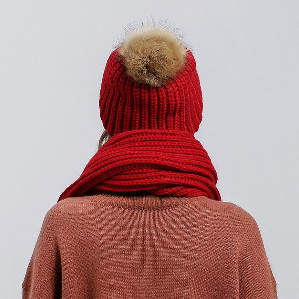 2PCS/Set Women Woolen Knitted Cap and Scarf Suit Lady Knitted Hat Muffler Set
