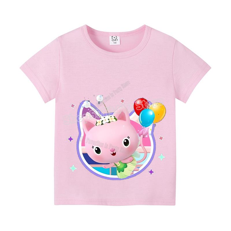 New Gabby Dollhouse Kids T-shirt Summer Children Cotton Short Sleeve Top Anime Fashion Kawaii Baby Tee Girls Casual Clothes Gift