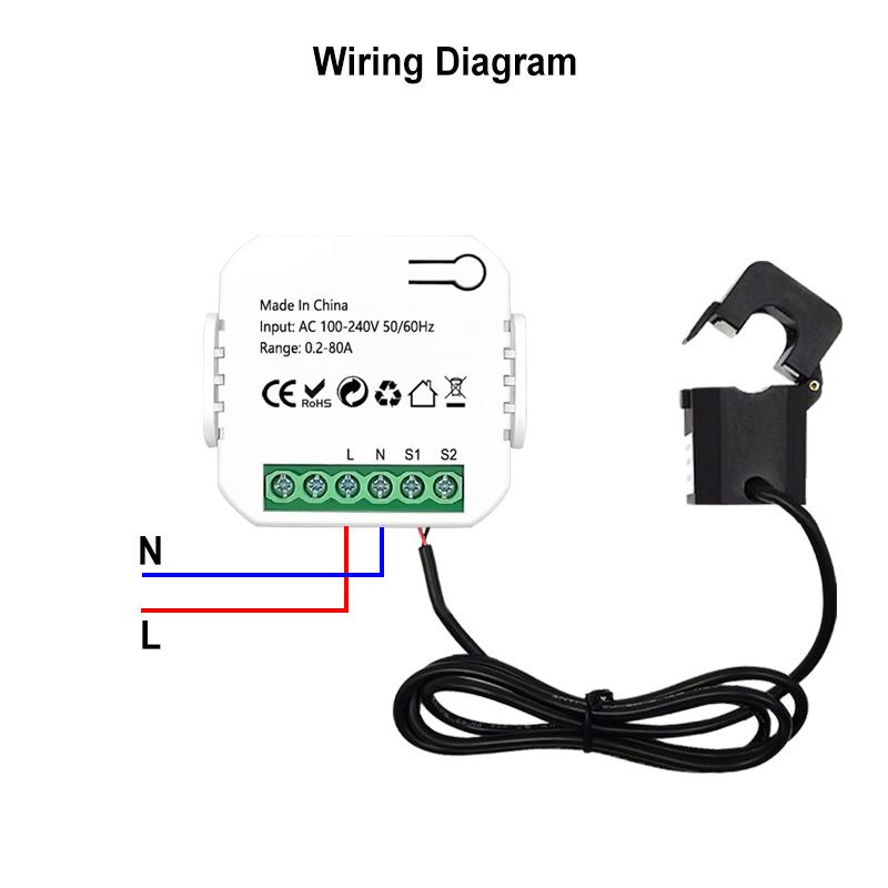 Electricity Meters With Clamp CT 0.2A-80A Monitor Simple