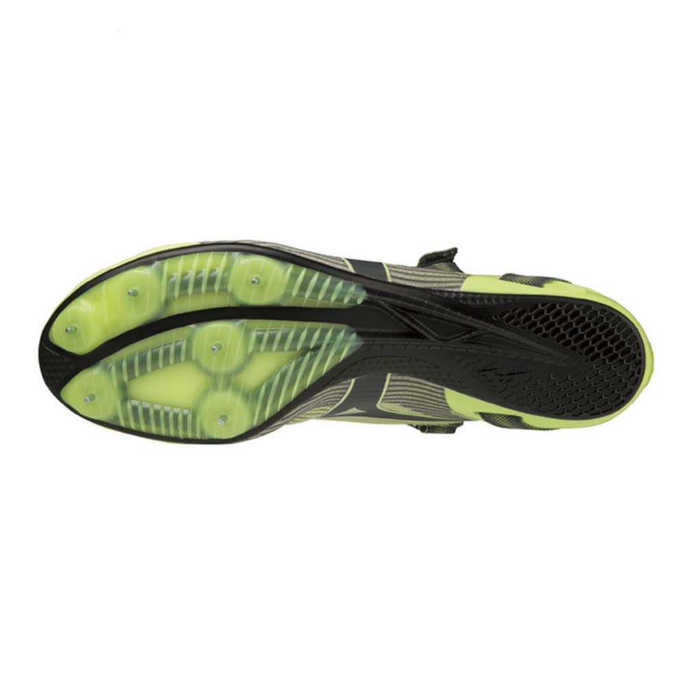 Mizuno ELITE 2 Track and Field Short Track and Field Under 800m 2E X-Blast Shoes, Club, Lightweight, Distance, Spikes, Track, Lime/Gray, 25.5 cm,