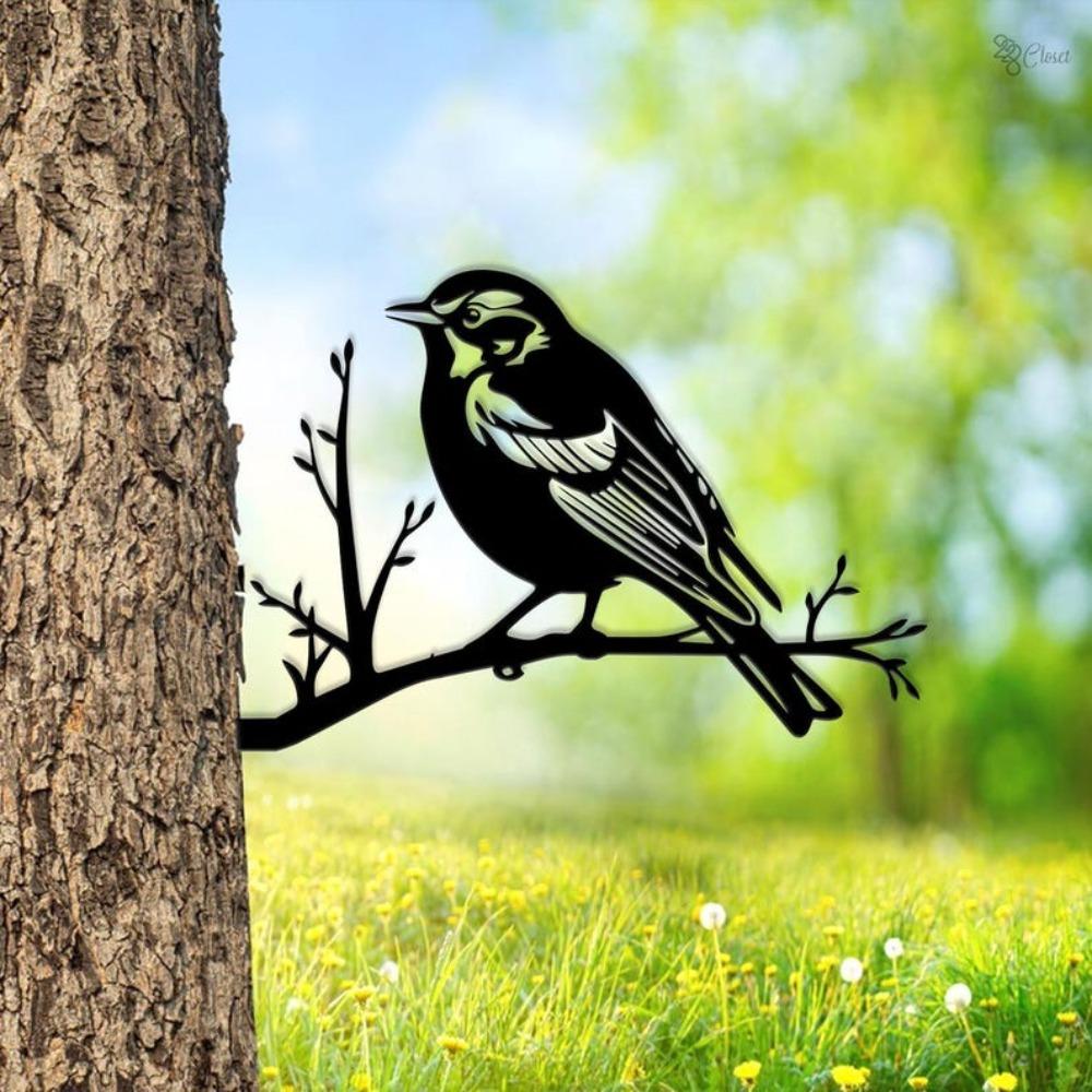 Wrought Iron Bird Wall Art Garden Metal Sculpture Outdoor Nature Decor