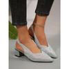 Scarpe da Lavoro da Ballo Basse con Strass Appuntati per Donna, Bocca Bassa Texture Metallica