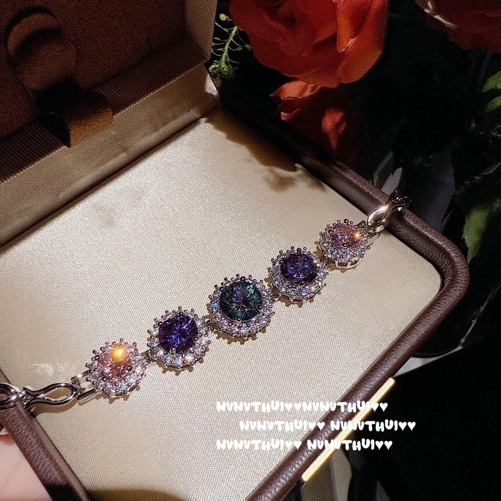 Light Luxury Jewelry, Full Diamond T-Square Arrangement Gemstone Cuban Bracelet, Gilt Stacked Dream, Small Row Diamond Bracelet Bracelet Bracelet